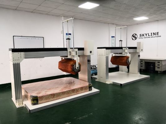 ASTM F1566 / EN1957 Máquina de ensayo de rodillos de colchón de caja de resorte interno con medición de disminución de altura